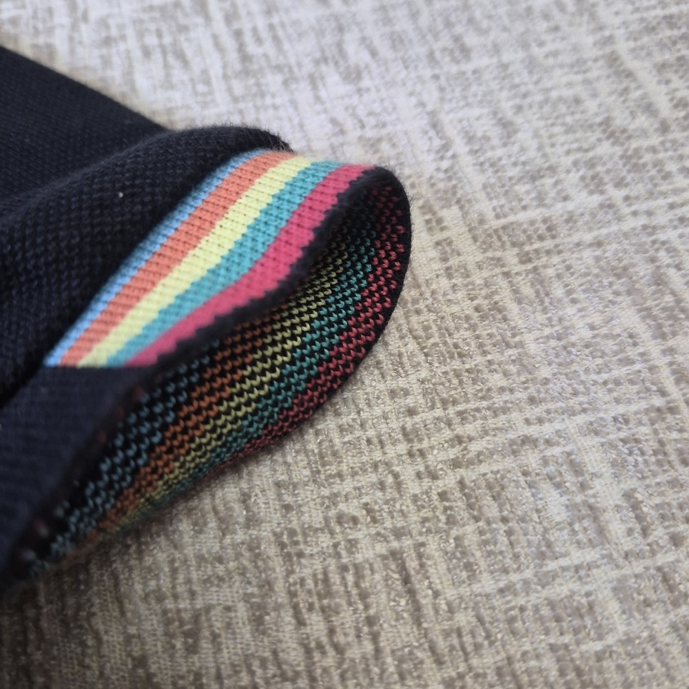 Lacoste Rainbow Trim Polo Shirt Black Mens Size 4 Medium Croc - Picture 6 of 12